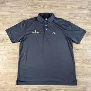 Rhoback Performance Polo Shirt Mens Size Large Company Logo Black Short Sleeve